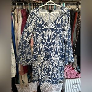 Blue and white printed dress